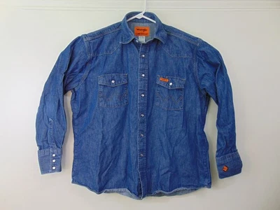 Wrangler FR Mens XL Denim Pearl Snap Shirt Flame Resistant Welding - Image 1 of 4