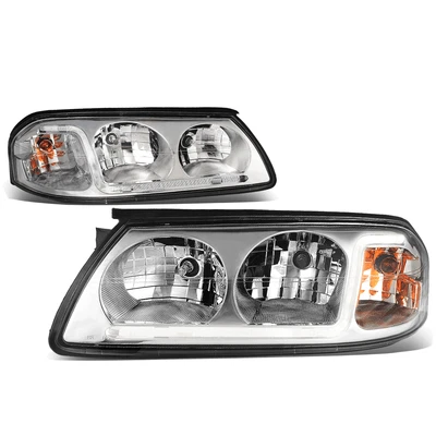[LED DRL] Fit 2000-2005 Chevy Impala Chrome Housing Clear Corner Headlight/Lamp - Image 1 of 4