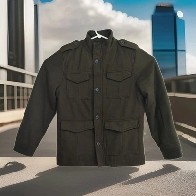 Old Navy men's miltary style full-zip button-up coat, size M, pine needle green - Image 1 of 4