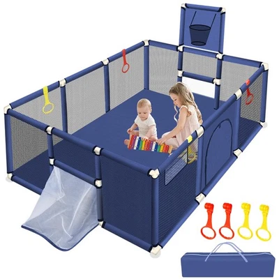 Parque infantil grande para bebés y niños pequeños, foso de 74"" x 50", patio de juegos resistente con B... Foto 1 de 4