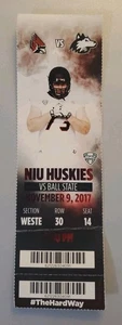 Northern Illinois Huskies Ball State Football Ticket 11/9 2017 Max Scharping Pic - Picture 1 of 2