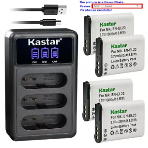 Kastar Battery Triple USB Charger for Nikon EN-EL23 MH-67 & Nikon Coolpix P900 - Picture 1 of 10