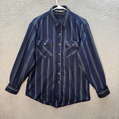 Vintage Eagle Crest Shirt Adult Large Blue Striped Workwear Western Rodeo 1990s - Image 1 of 4