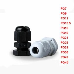 IP68 Waterproof Cable Gland Nylon Nuts PG 7,9,11,13.5,16,19,21,25,29,36,42&48 - Picture 1 of 7