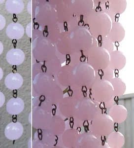 1FT glass bead macaroni prism strand part Pale Rose PINK Opaline brass lamp - Picture 1 of 12