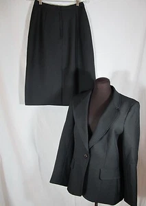 Loubella Negro Poliéster 2 Piezas Falda Traje Chaqueta 12 13 Falda 14 15Hecho en EE. UU. - Imagen 1 de 9