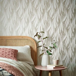 Ripple in Shimmer Non-woven Wallcovering Classic 3D Wave Wall Paper Wall Decor - Picture 1 of 5