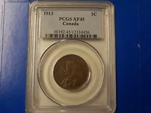 1913 Canada 1C Large Cent PCGS XF45 **NICE BROWN COIN** FREE U.S. Shipping - Picture 1 of 2