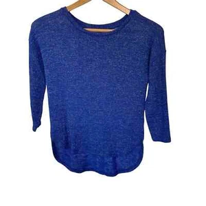 Girls M 8 Old Navy Royal Blue & Gold Tinsel Sparkle Long Sleeve High Low Sweater - Picture 1 of 3