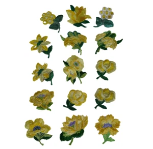 SET GELB: 1 teilig antike alte Art Deco Stickerei Applikation Shabby, 30er Jahre - Picture 1 of 5