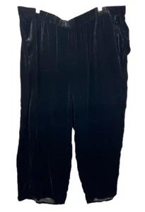 Eileen Fisher Velvet Wide Leg Pants Black Silk Blend Pull-On Plus New Size 3X - Picture 1 of 17