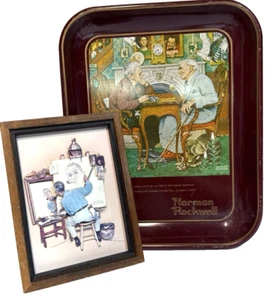 Lot Of 2-Norman Rockwell 1975 "April Fool's Day" Collector's Tray & 3-D Portrait - Picture 1 of 15
