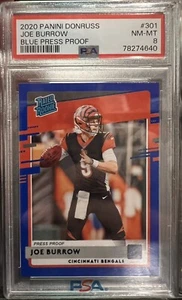 Joe Burrow Rookie PSA 8 2020 Fußball Donruss blau bewertet Rookie - Bild 1 von 1