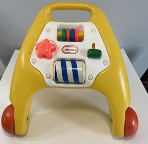 Vintage Little Tikes First Steps Baby Walker Activity Center Yellow Folding 