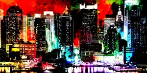 NEW YORK ABSTRAKTE NACHTSKYLINE - Bild 1 von 1