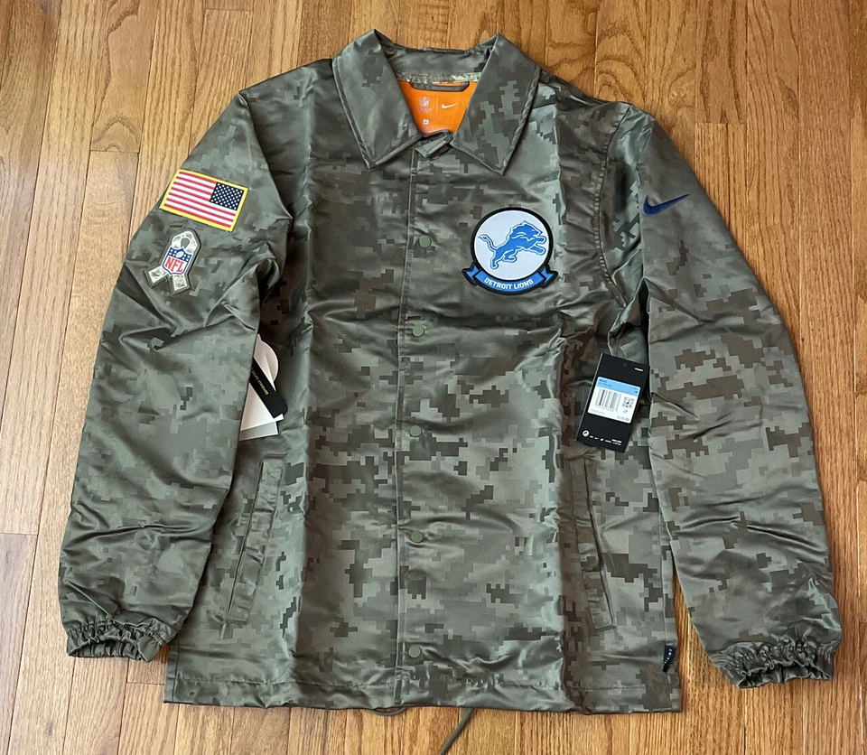 Detroit Lions Nike Salute Service Sideline Full-Snap Camo Jacket Medium NWT $110 - Image 1 of 1