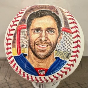 HENRIK LUNDQVIST SIGNED MLB BASEBALL ORIGINAL RON LEWIS PAINTING JSA #GG87190 - Picture 1 of 7