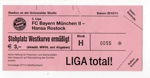 Eintrittskarte FC Bayern München II - FC Hansa Rostock 2010/11 - Bild 1 von 1