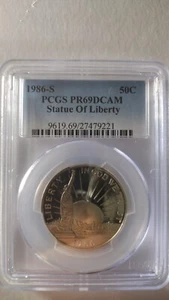 1986-S STATUA DELLA LIBERTA' MEZZO DOLLARO PCGS PR69 DCAM - Foto 1 di 2
