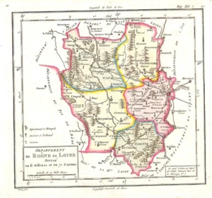 DÉPARTEMENTS DU RHONE ( 69 ) ET DE LA LOIRE ( 42 ) CARTE GÉOGRAPHIQUE de 1792 - Picture 1 of 1