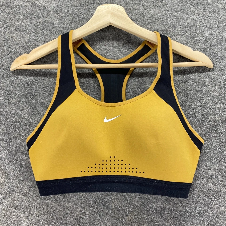 Sutiã Nike Activewear Feminino S Pequeno Amarelo Push Up Dri Fit Racerback Sem Mangas - Imagem 1 de 4