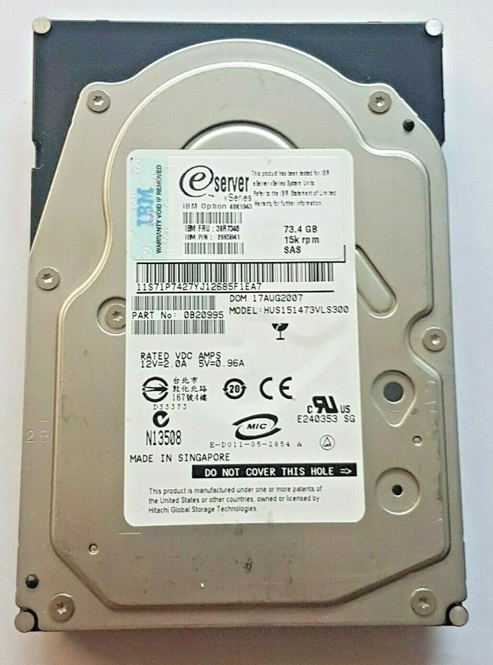 73.4 GB SAS IBM Xseries 40K1043 15K RPM 80pin 8MB HDD 3.5 " Internal Hard Drive - Image 1 of 1