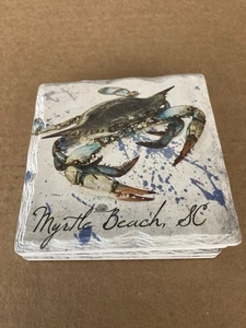 Crab Myrtle Beach, SC Stone Drink Coasters Set of 4 - Picture 1 of 3