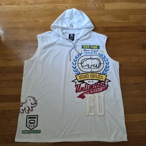 Ecko Unltd Streetwear ärmellos Jersey Hoodie erhöhte Grafik weiß 5XL neu ohne Etikett - Bild 1 von 9