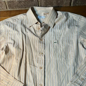 Lacoste beige Baumwolle gestreift Knopfleiste Hemd 16,5 - Bild 1 von 7