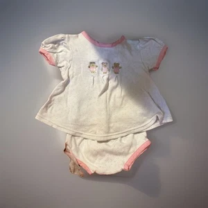 Vintage Basic Edition Pink White Two Piece Teddy Bears Girls 6-9 Month 1997-98 - Picture 1 of 2