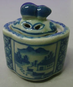 Räuchergefäß Blau Antik Asiatisch Porzellan Keramik 2,5” X 2,5” - Bild 1 von 11