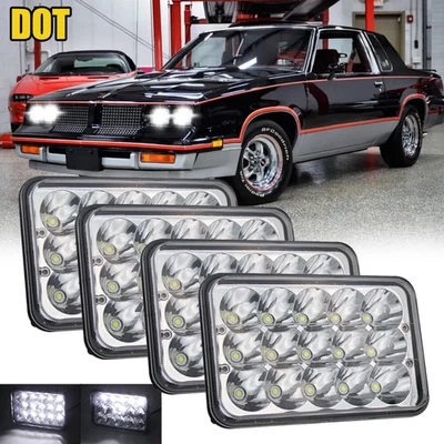 4PCS For 1980-1988 Oldsmobile Cutlass Ciera 4x6" Led Headlights High/Low Beam H4 - Image 1 of 4