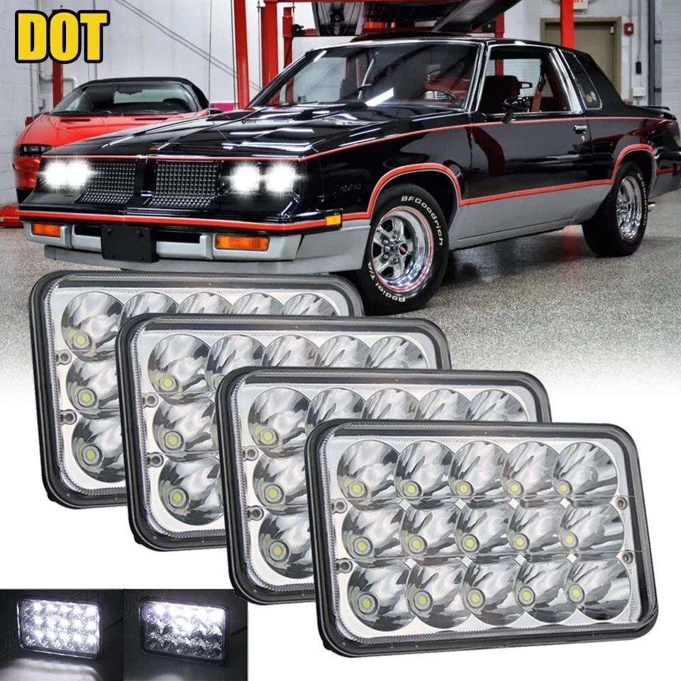 4PCS For 1980-1988 Oldsmobile Cutlass Ciera 4x6" Led Headlights High/Low Beam H4 - Image 1 of 4