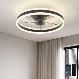 Low Profile Ceiling Fan with Light and Remote Control, 19.7" Recessed Ceiling... - Picture 1 of 6