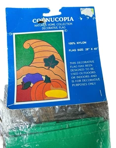 Bandiera doppia decorazione esterno 28" x 40" Cornucopia autunno Halloween bandiera ringraziamento - Foto 1 di 3