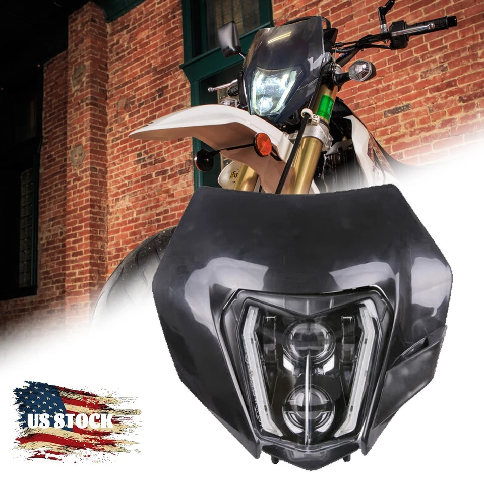 Faro LED con máscara negra carenado DRL para Suzuki DRZ400SM DRZ400S DRZ400E Foto 1 de 4