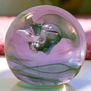 Caithness Moon Crystal Art Glass Paperweight Swirl Teal Lavender Signed 2" Tall - Picture 1 of 9