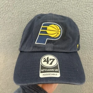 Indiana Pacers Hat Cap Strap Back Blue Yellow NBA Basketball 47 Brand Mens - Picture 1 of 9
