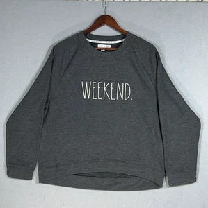 RAE DUNN Mujer Polar SUDADERA Crew "FIN DE SEMANA" Gris XL Suave - Imagen 1 de 9