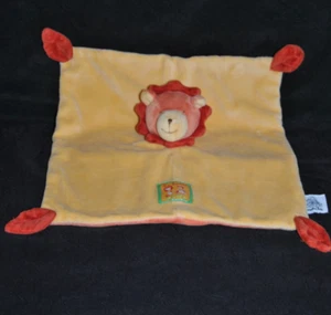 🦁 Doudou plat lion MOULIN ROTY Les Loustics carré jaune orange mouchoir TTBE - Picture 1 of 2