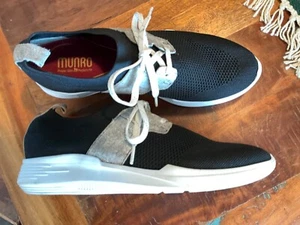 MUNRO SANDI SIZE 9 N BLACK/GRAY  LEATHER & TEXTILE SNEAKERS $200 - Picture 1 of 7