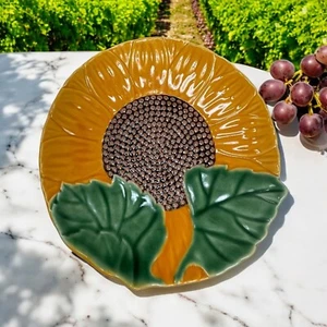 Sur La Table Sunflower Leaf Plates Set 4 Salad Ceramic Cottagecore Boho - Picture 1 of 7