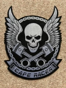 Patch gilet blouson moto motard * brodé café racer * cadeau pilote arrière - Photo 1/4