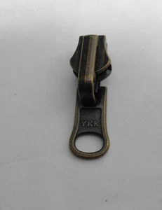 One #5 Antique Brass Reversible Slider w/one Tab Pull for metal zipper YKK New - Picture 1 of 4