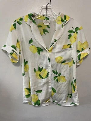 Camisa para dormir Kate Spade mediana pijama manga corta limones satinado para mujer Foto 1 de 4