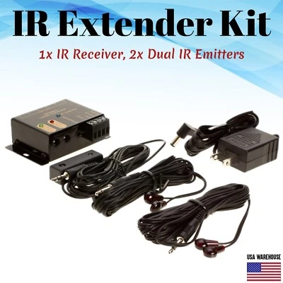 IR Extender Hidden Infrared Remote Control System Kit Repeater Emitter Receiver - Image 1 of 4