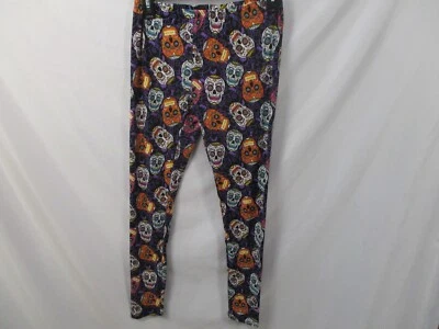 Halloween Womens Pants Medium Purple Legging Polyester Blend Skull Bobbie Brooks - Image 1 of 4