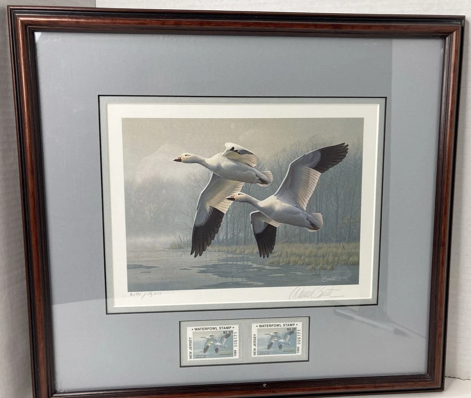 1989 NEW JERSEY State Duck Waterfowl Stamp Print DANIEL SMITH Signed 6171 FRAMED - Image 1 of 4