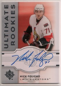 2007-08 UD Ultimate Rookie Nick Foligno Auto RC 376/399