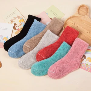 5 Paia Calze Terry Calde Ragazze Ragazzi Bambini Bambino Lana Cashmere Tinta Unita Spessore 0-7Y - Foto 1 di 12